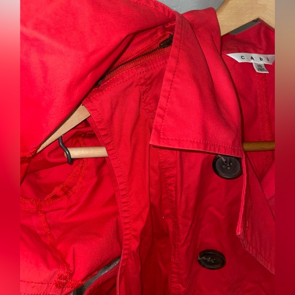 Cabi Red Double-Breasted Belted Trench Coat Convertible– Size 10 convertible - Picture 2 of 4